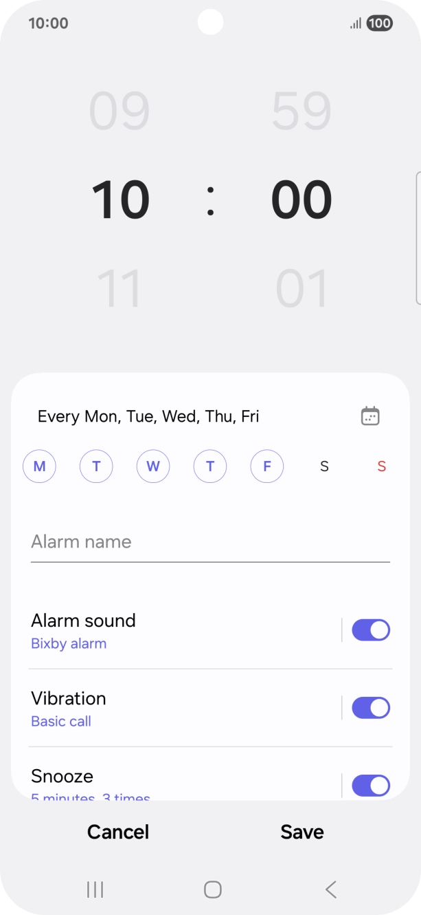 Press the indicator next to 'Alarm sound' to turn on the alarm tone.