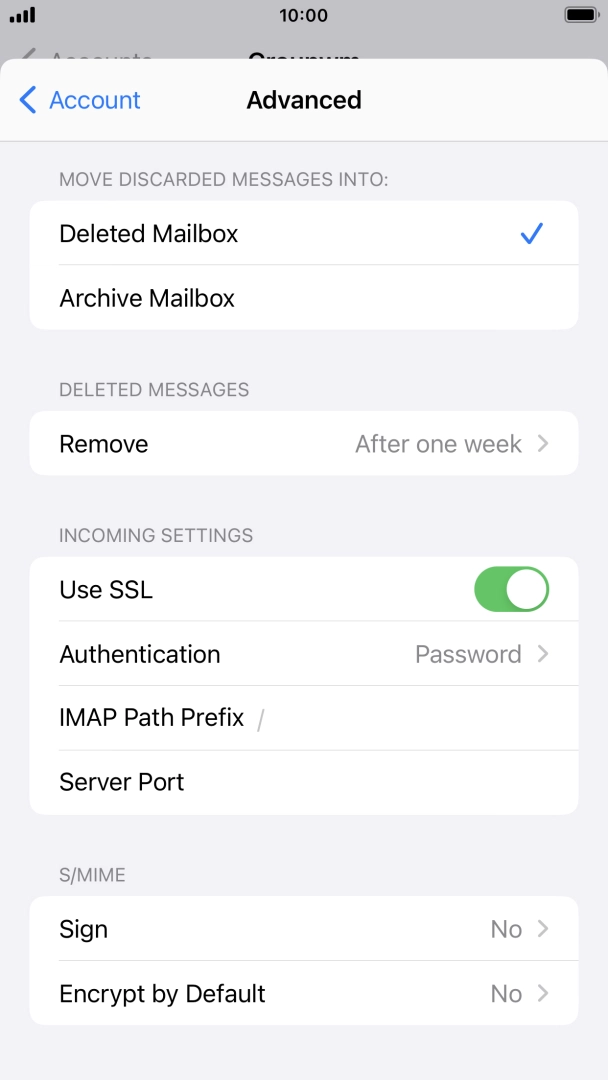 Press the indicator next to 'Use SSL' to turn off the function. Press the indicator next to 'Use SSL' to turn off the function.