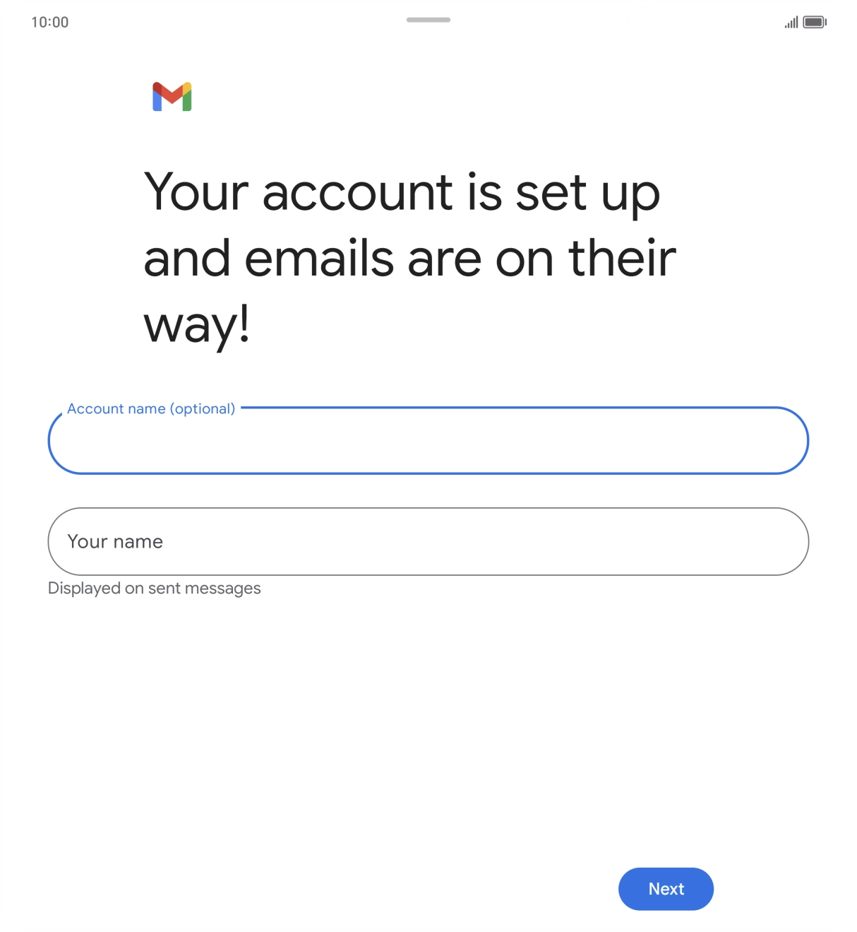 Press Your name and key in the required sender name.