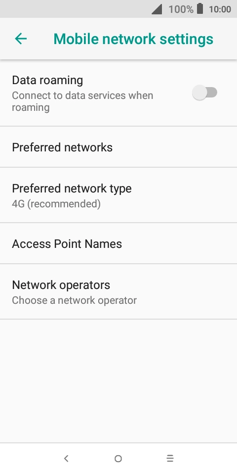 Press Preferred network type.