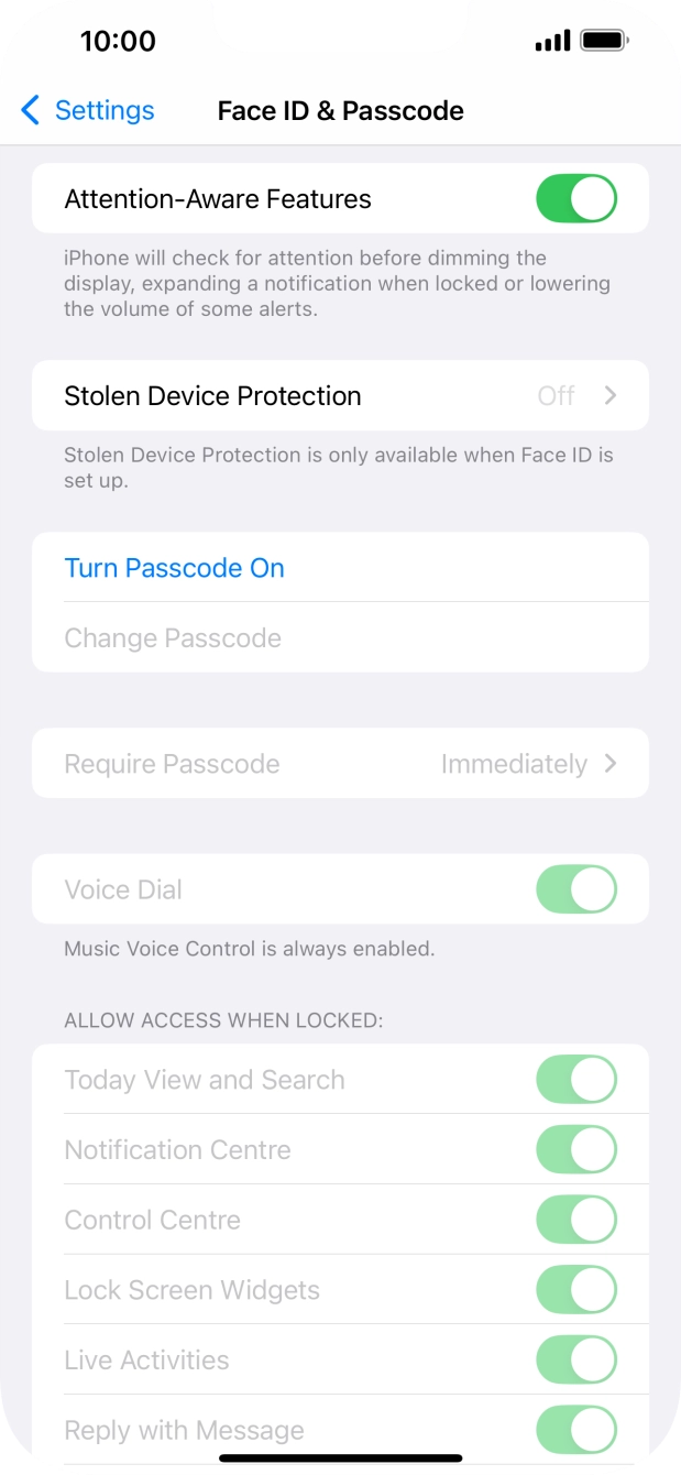 Press Turn Passcode On and key in a phone lock code of your own choice twice.
