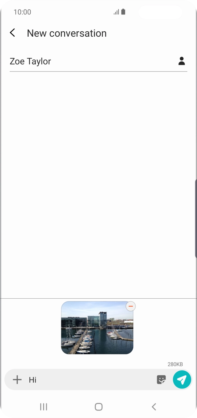 Press the send icon when you've finished your picture message. Press the send icon when you've finished your picture message.