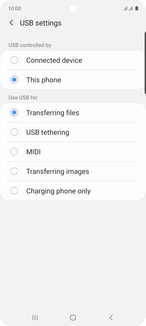 Press Transferring files. Press Transferring files.