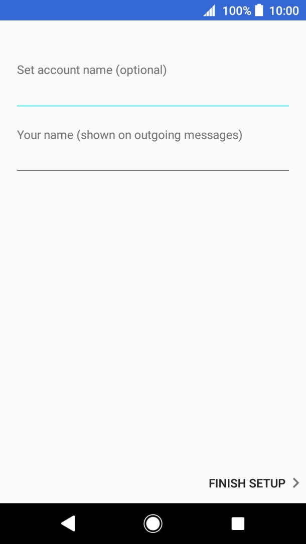 Press the field below 'Set account name (optional)' and key in the required name. Press the field below 'Set account name (optional)' and key in the required name.