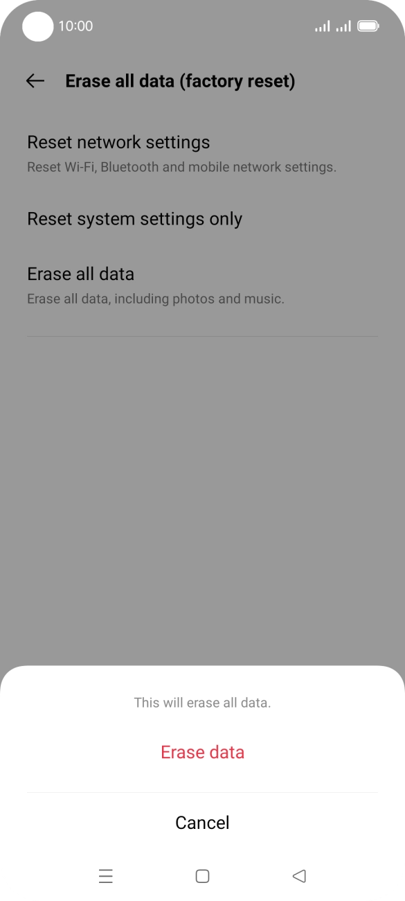 Press Erase data.