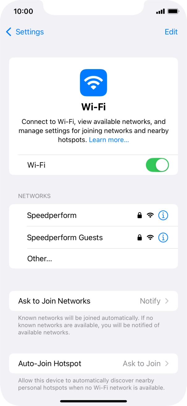 Press the required WiFi network and key in the password for the WiFi network.