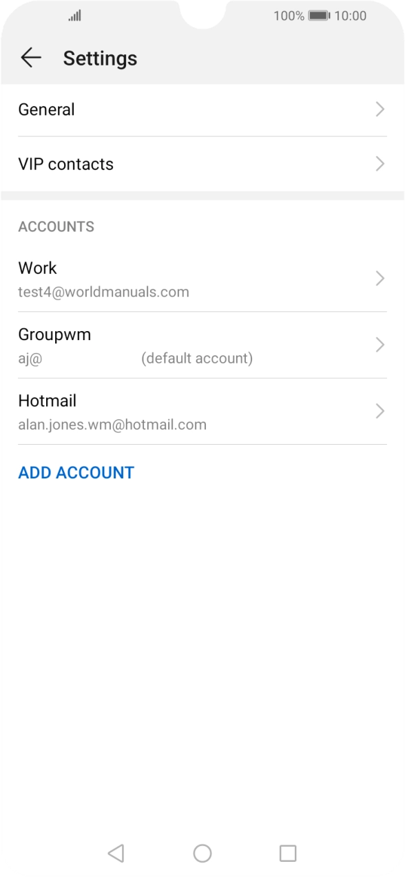 Press the required email account. Press the required email account.