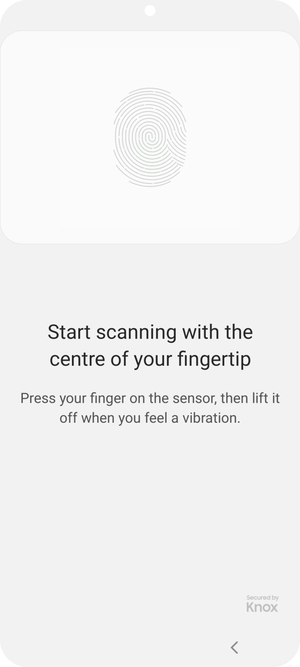 Follow the instructions on the screen to create the lock code using your fingerprint. Follow the instructions on the screen to create the lock code using your fingerprint.