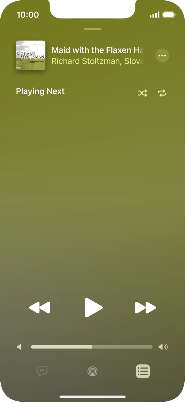 Press the shuffle icon to turn the function on or off. Press the shuffle icon to turn the function on or off.
