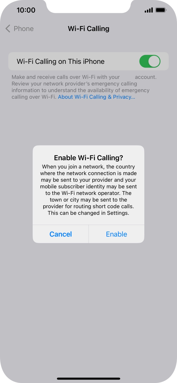 If you turn on the function, press Enable.