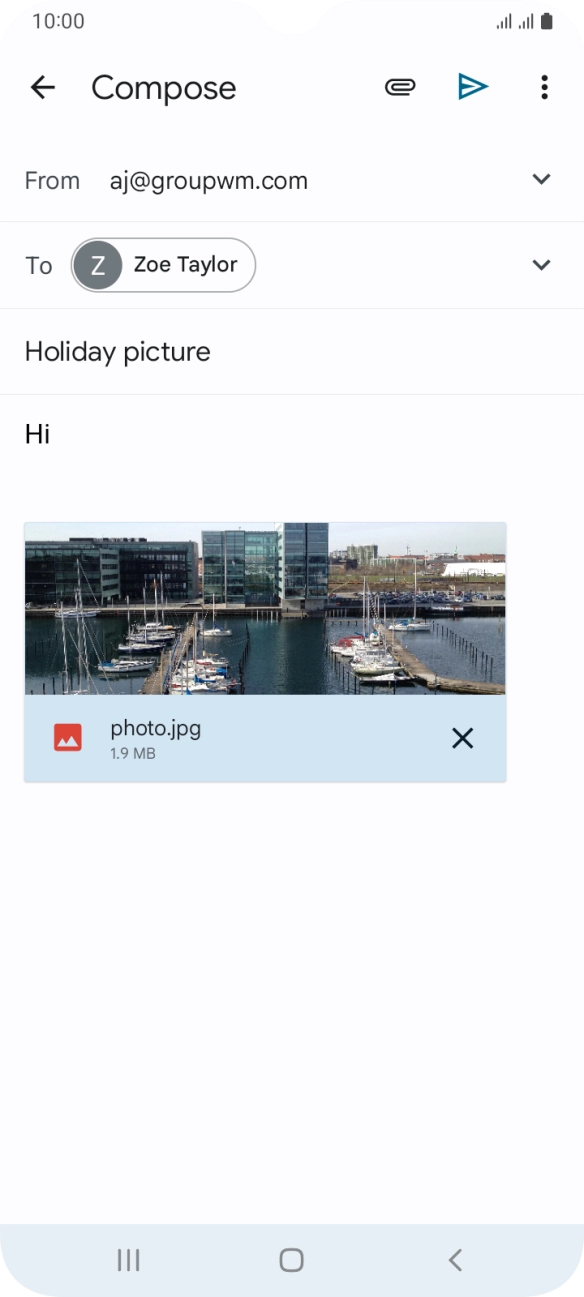 Press the send icon when you've finished your email.