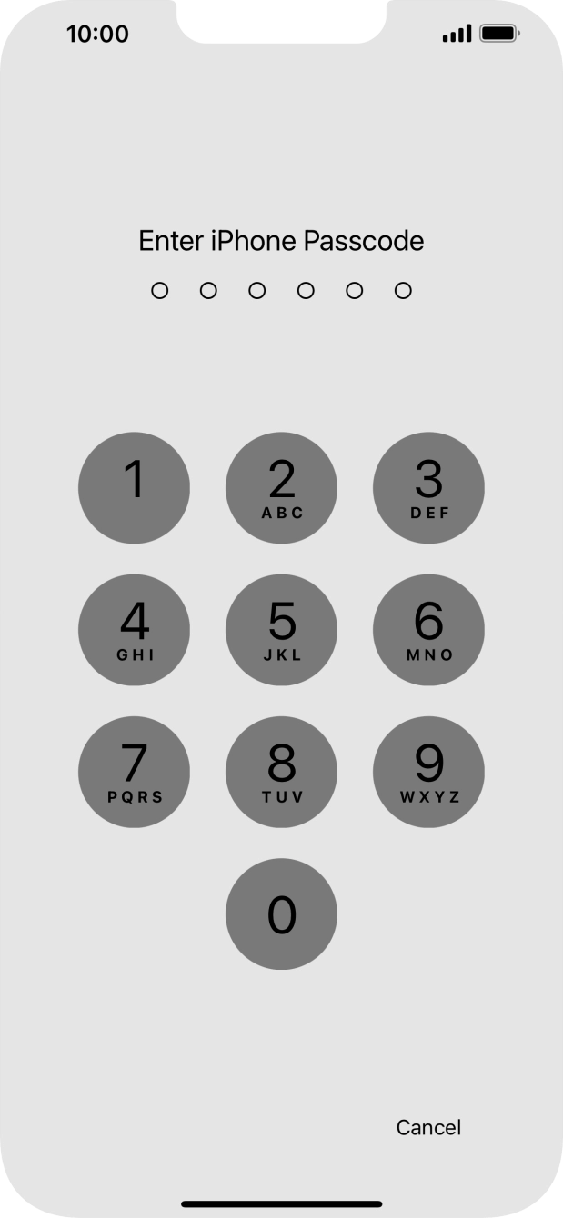 Use the phone lock code you created.