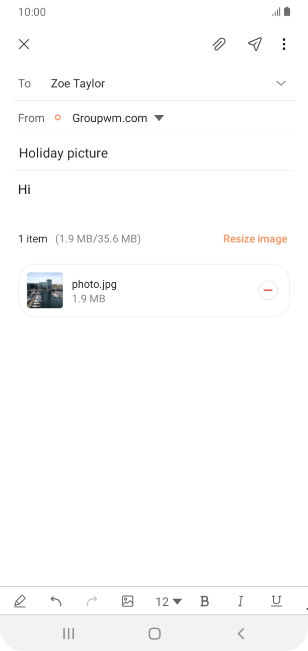 Press the send icon when you've finished your email.