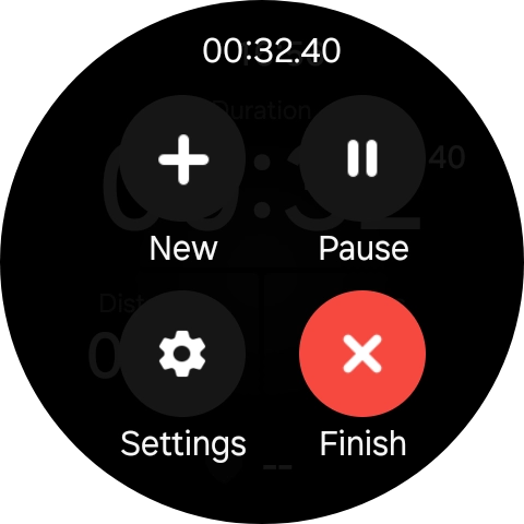 Press Finish to end an activity.