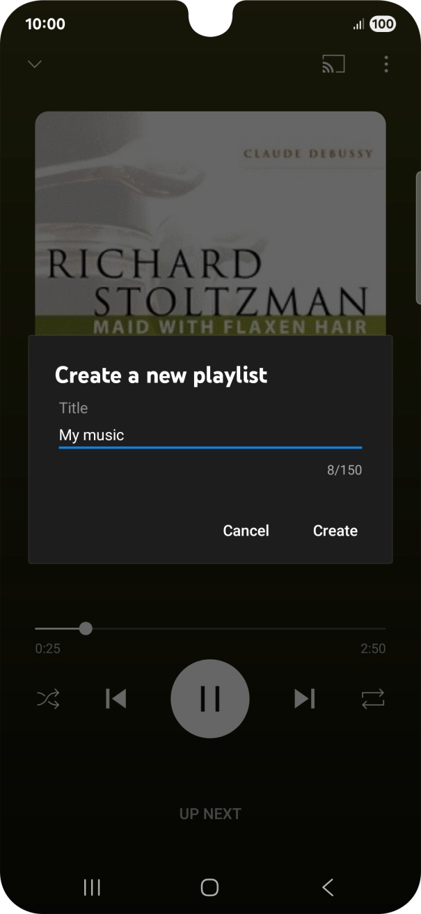 Key in a name for the playlist and press Create.