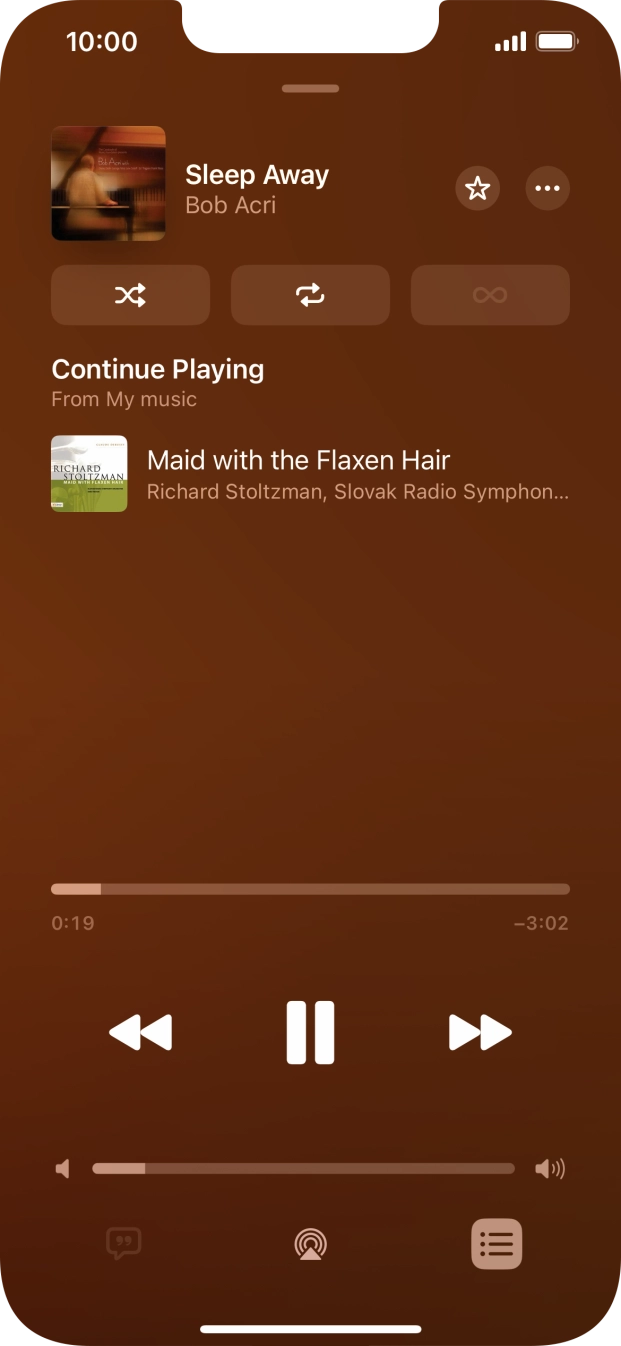 Press the shuffle icon to turn the function on or off. Press the shuffle icon to turn the function on or off.