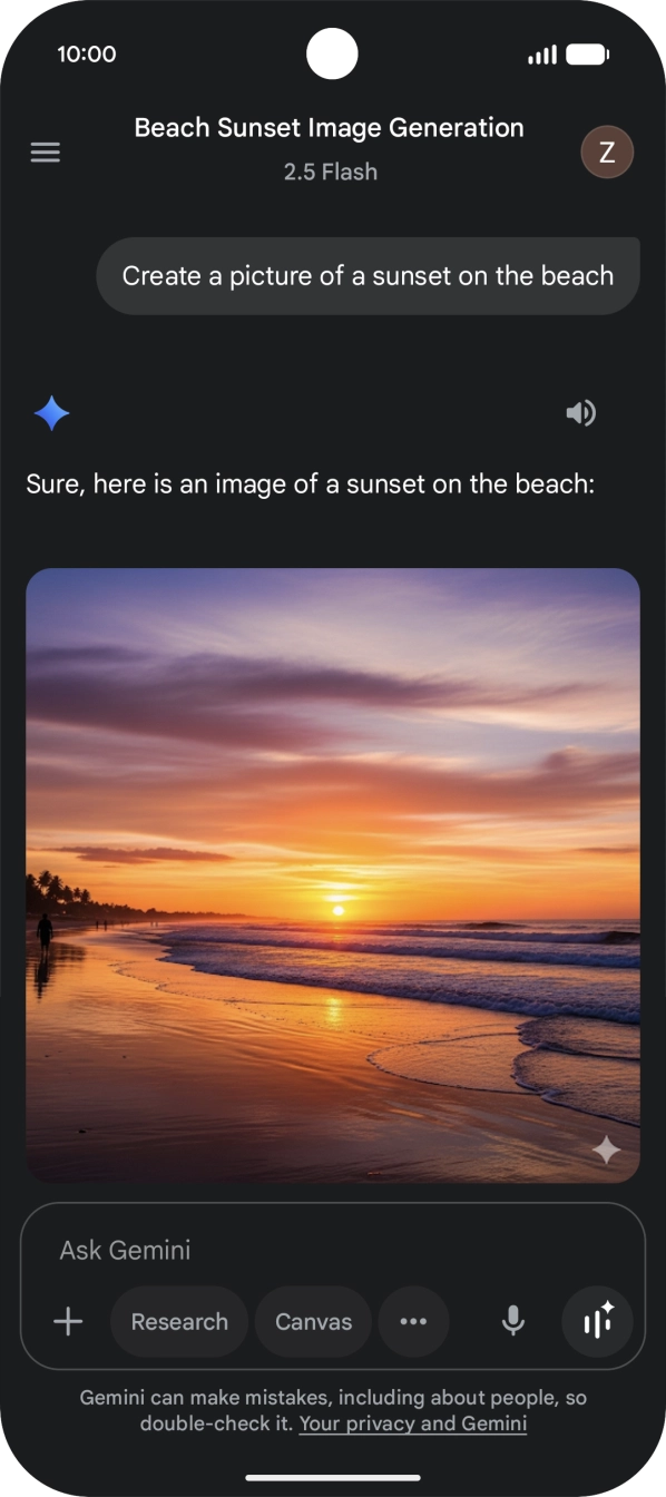 You can also ask Gemini to generate a picture based on your description. You can also ask Gemini to generate a picture based on your description.