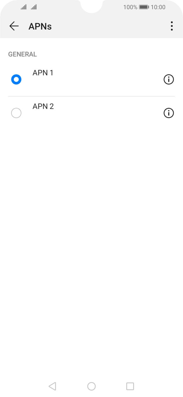 Press the field next to the required data connection to activate it. Press the field next to the required data connection to activate it.