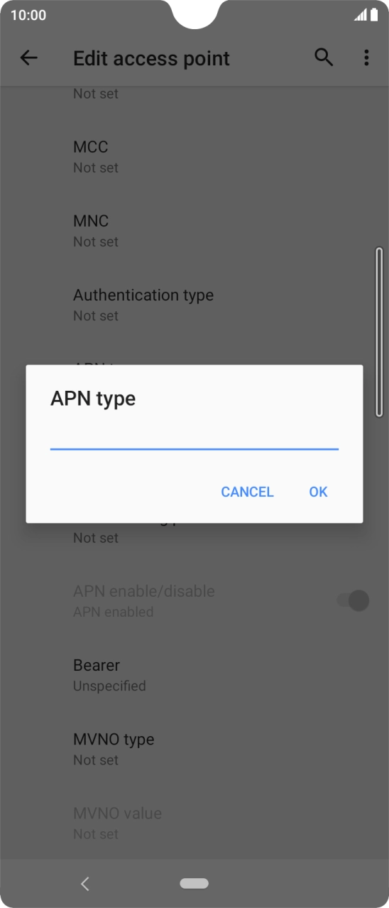 Key in default and press OK.