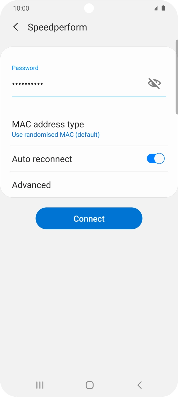 Key in the password for the WiFi network and press Connect.