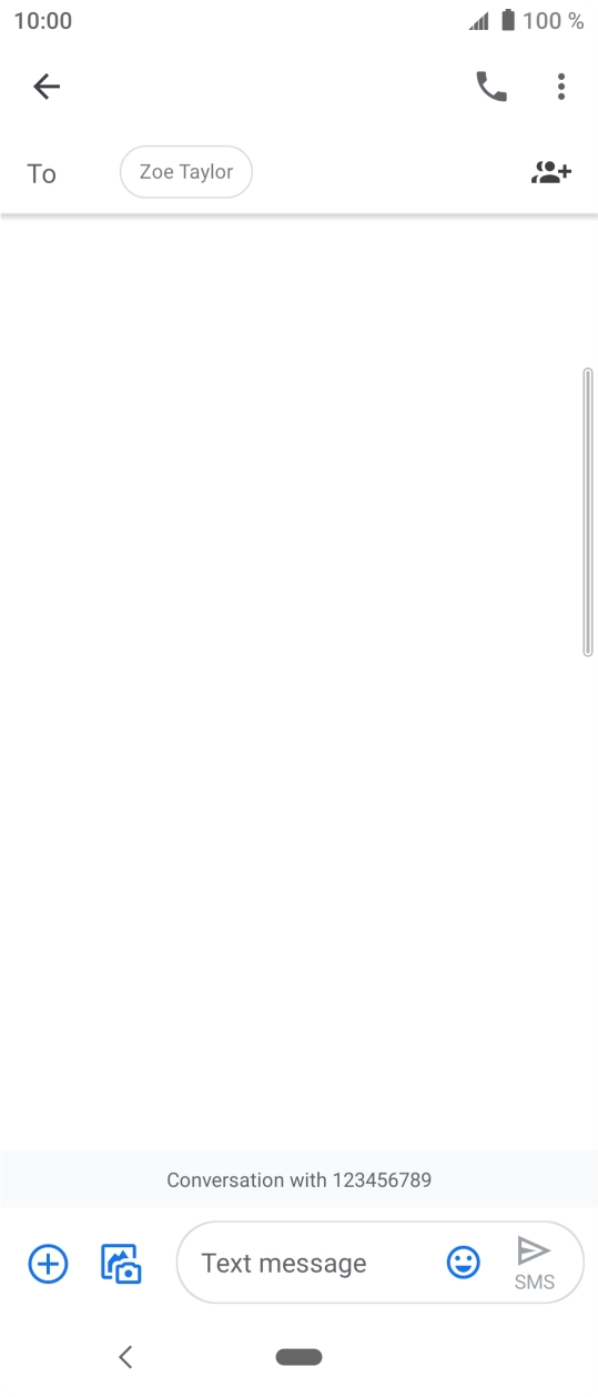 Press the text input field and write the text for your text message. Press the text input field and write the text for your text message.