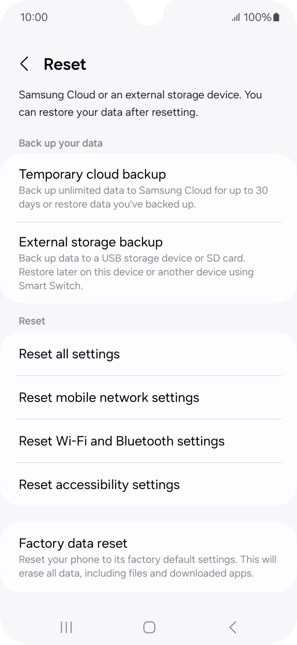 Press Factory data reset.