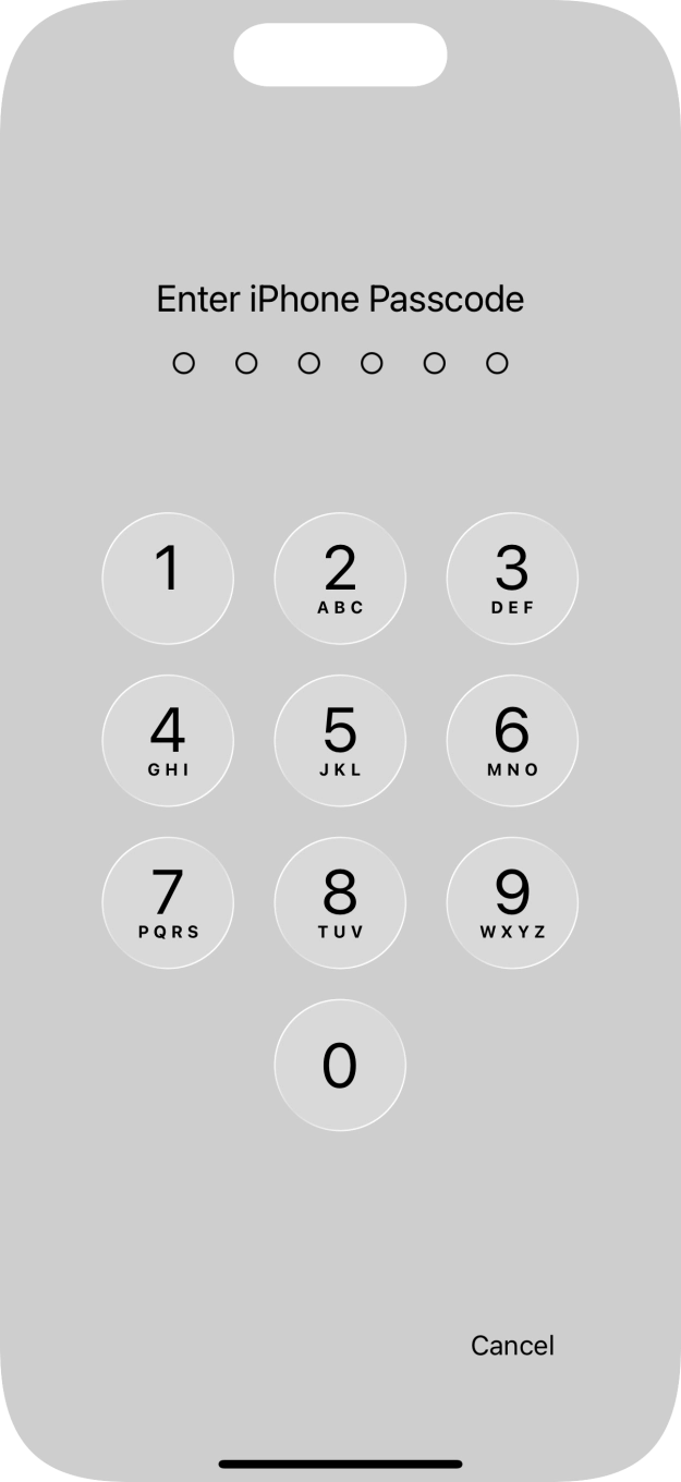 Use the lock code you created.
