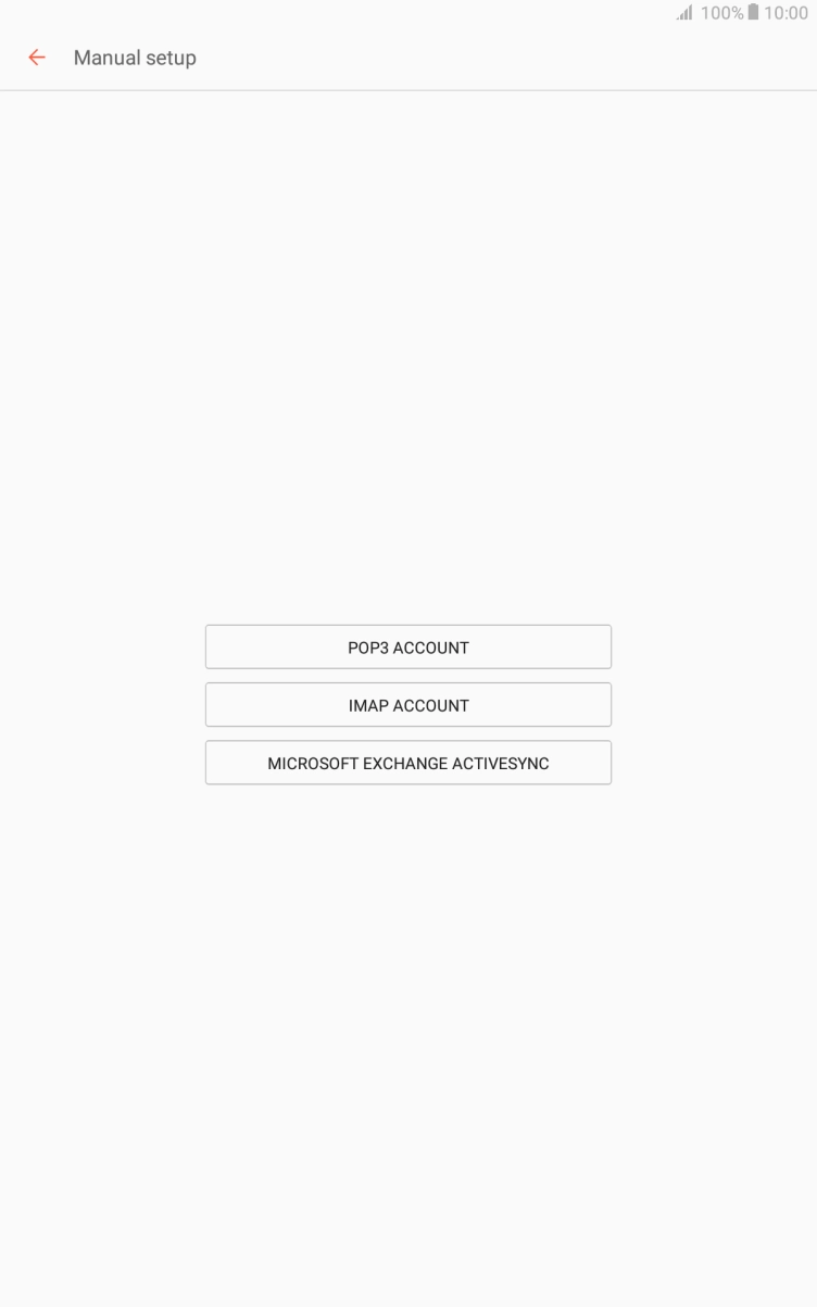 Press IMAP ACCOUNT. Press IMAP ACCOUNT.