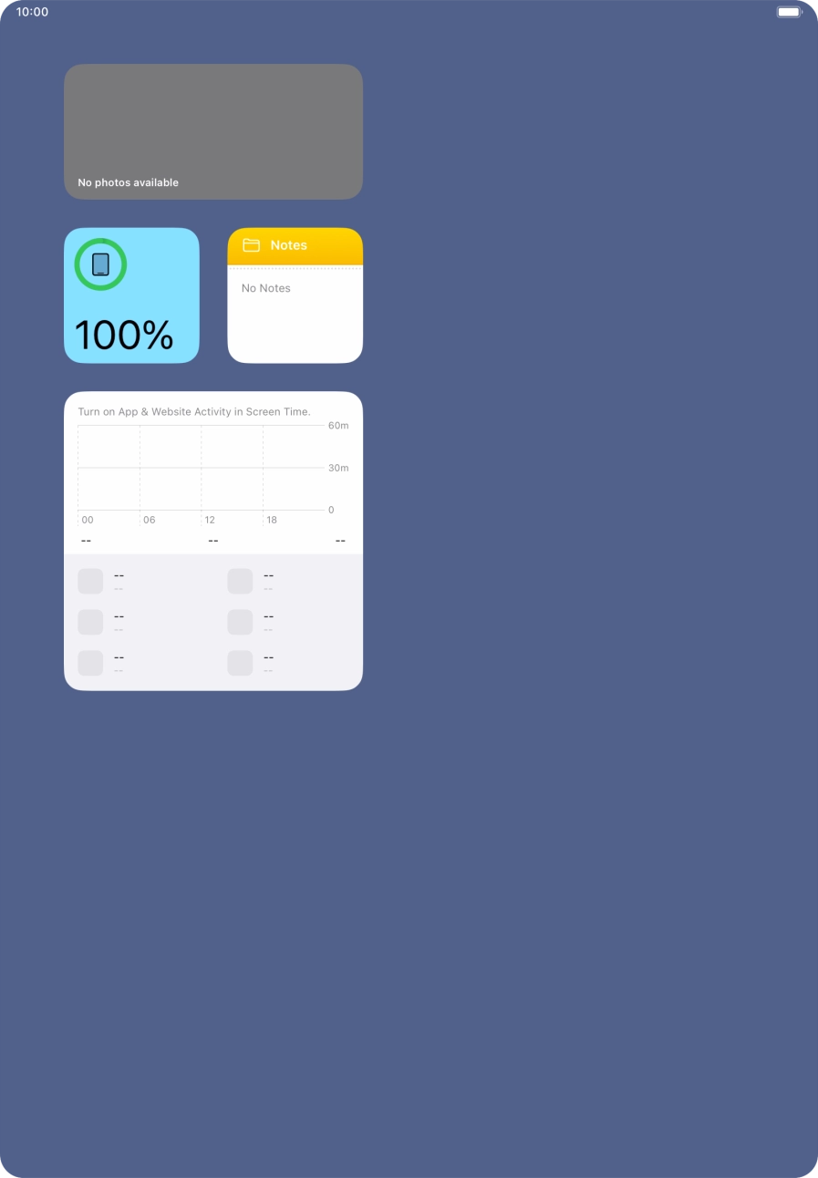 Slide your finger up or down on the screen to see more widgets. Slide your finger up or down on the screen to see more widgets.