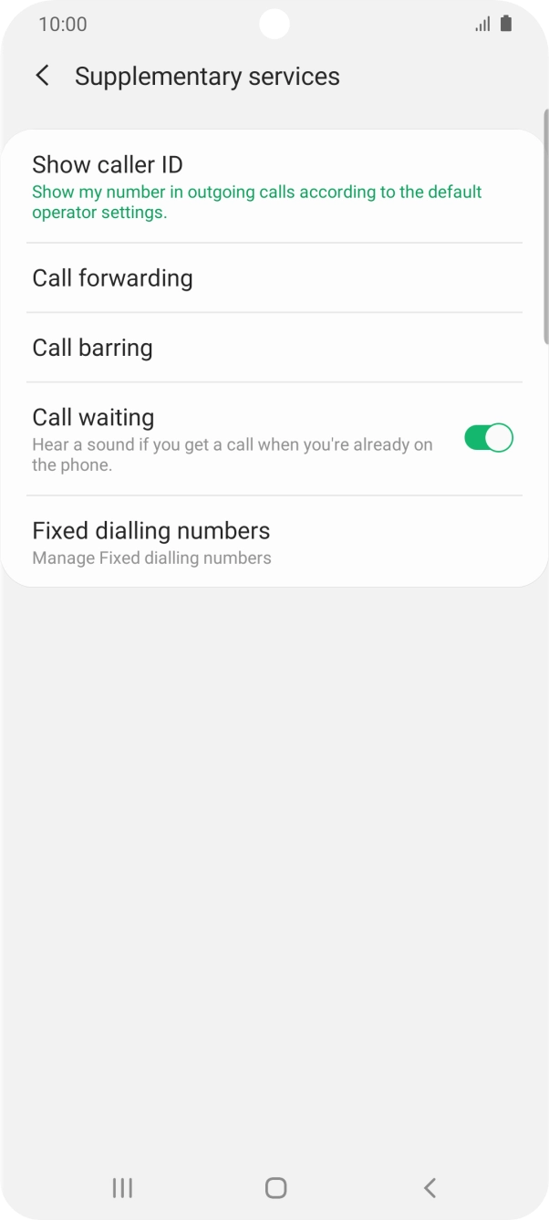 Press the indicator next to 'Call waiting' to turn the function on or off.