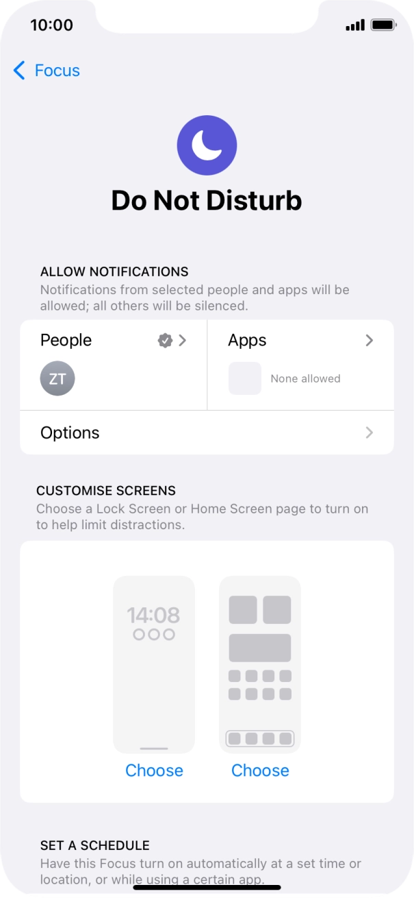 Press People and follow the instructions on the screen to select which contacts you would like to receive calls and notifications from when Do Not Disturb is turned on. Press People and follow the instructions on the screen to select which contacts you would like to receive calls and notifications from when Do Not Disturb is turned on.