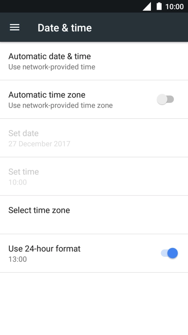 Press the indicator next to 'Automatic time zone' to turn on the function.