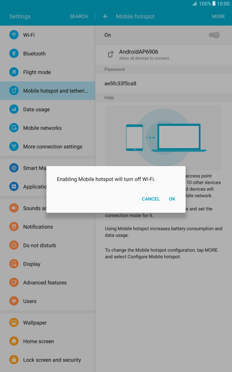 If WiFi is turned on, press OK. If WiFi is turned on, press OK.