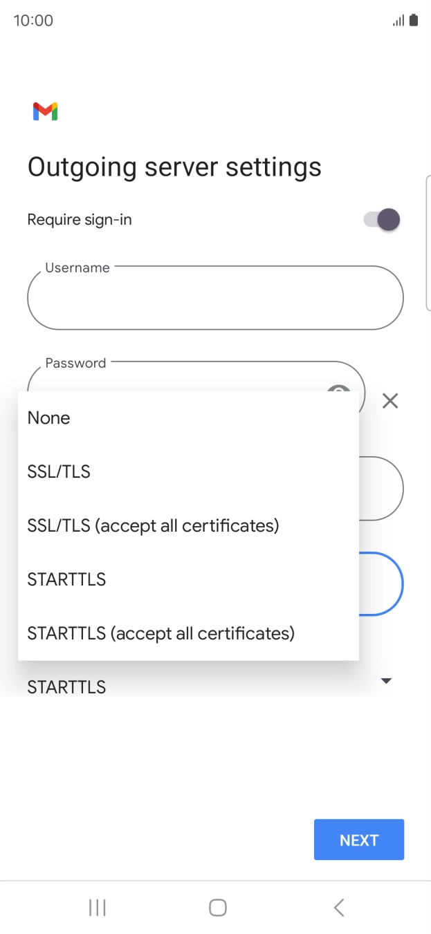 Press SSL/TLS. Press SSL/TLS.