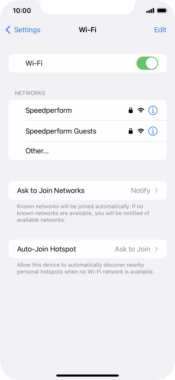 Press the required WiFi network and key in the password for the WiFi network.