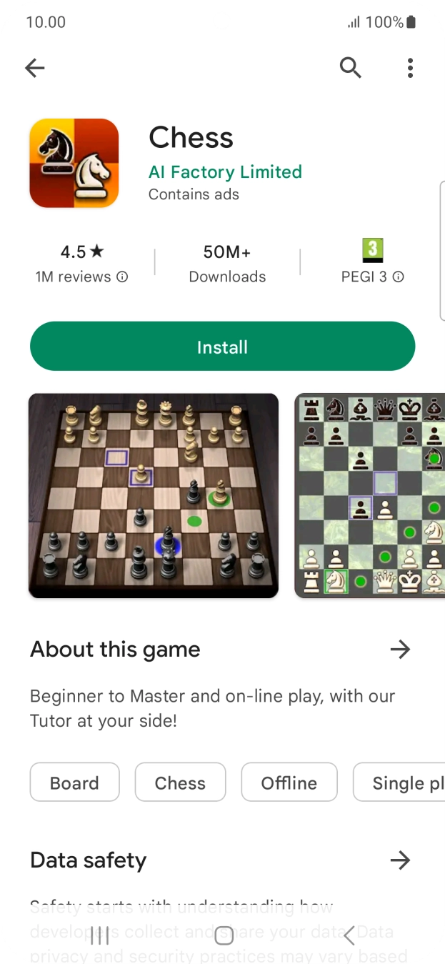 Press Install and follow the instructions on the screen to install the app.