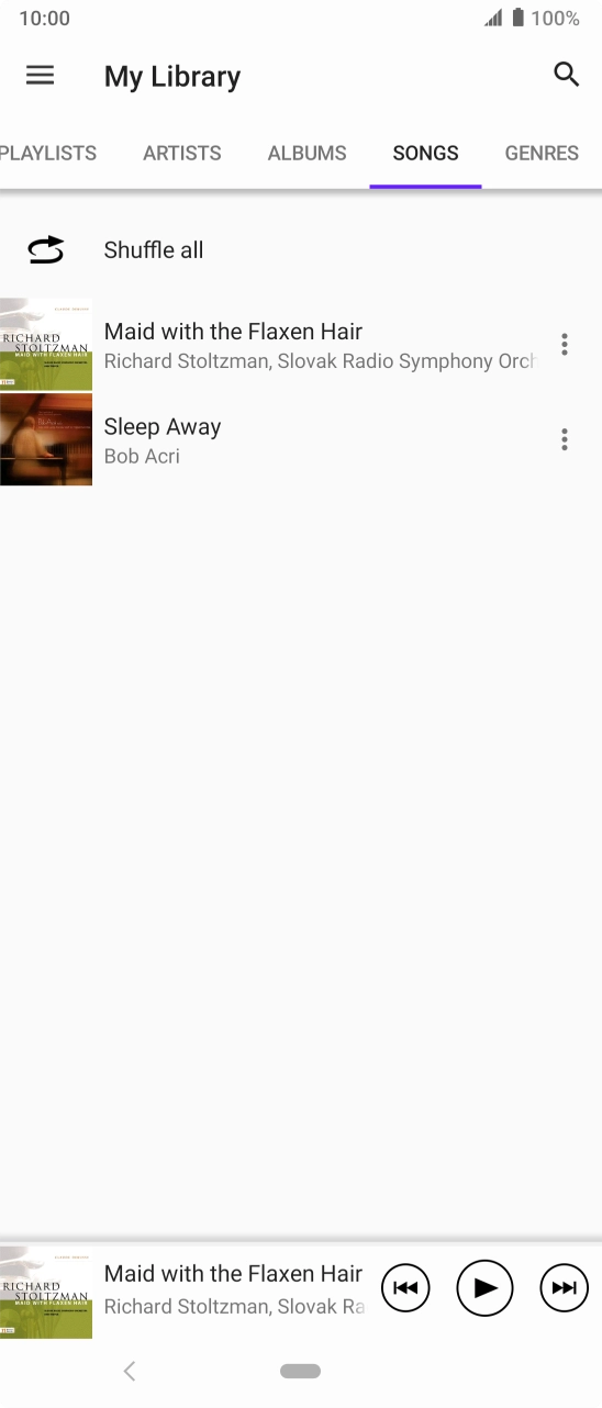 Press the required audio file. Press the required audio file.
