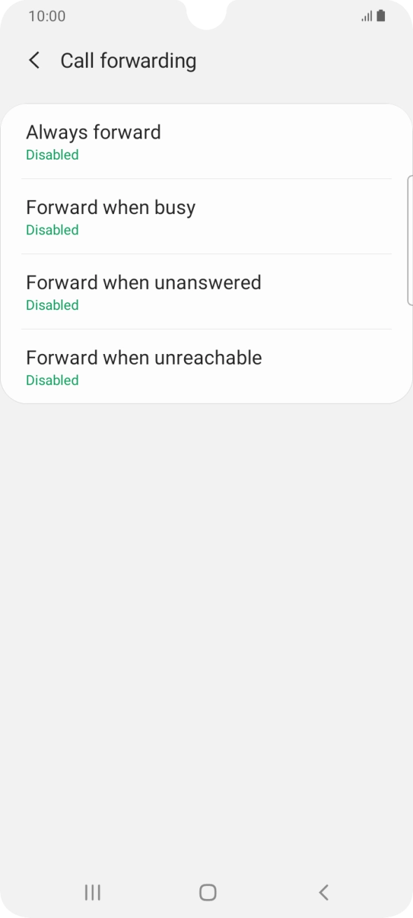 Press the required divert type. Press the required divert type.