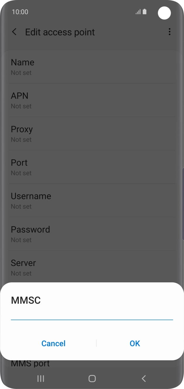Key in http://mmsc.mms.o2.co.uk:8002 and press OK. Key in http://mmsc.mms.o2.co.uk:8002 and press OK.