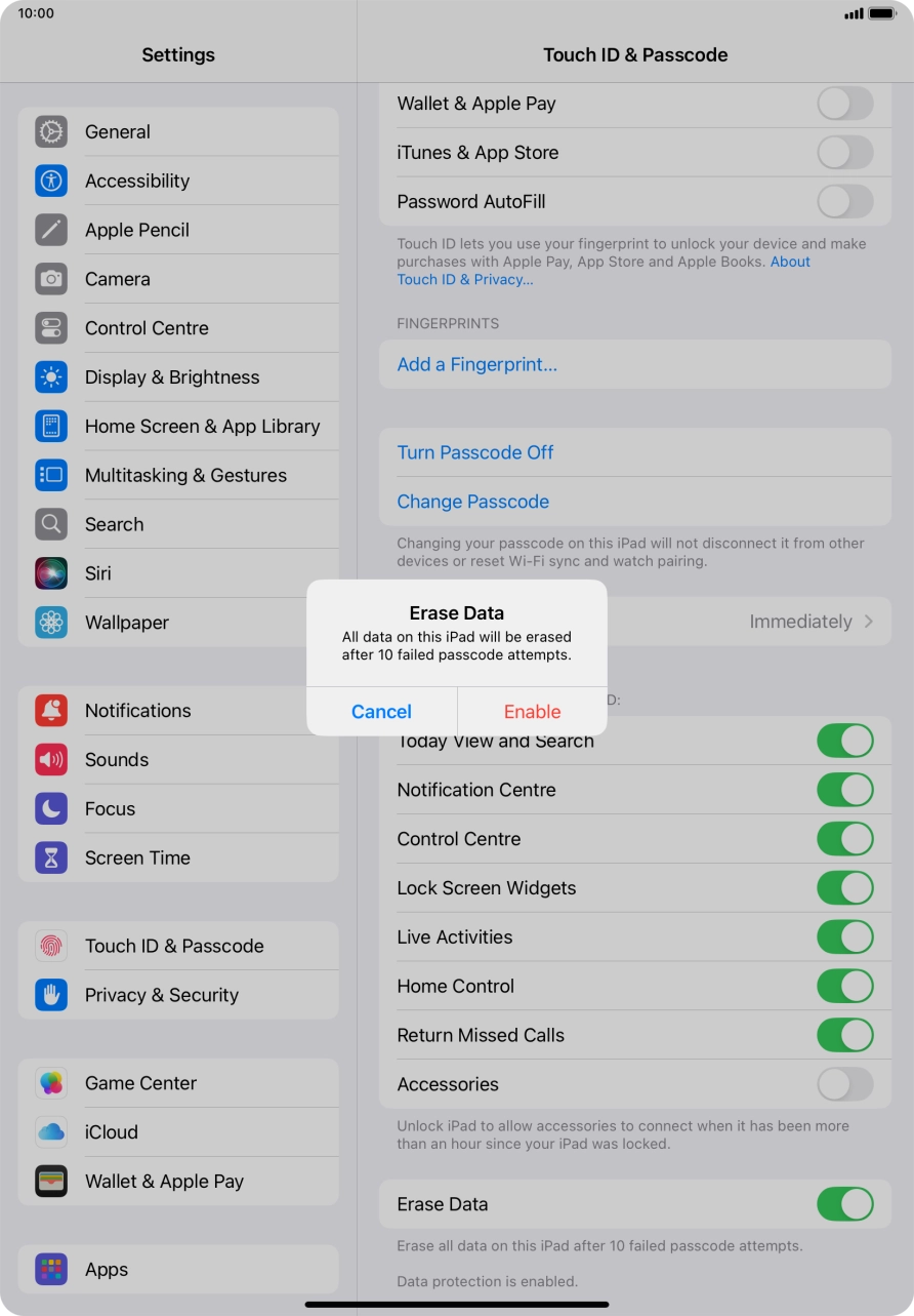 If you turn on the function, press Enable. If you turn on the function, press Enable.