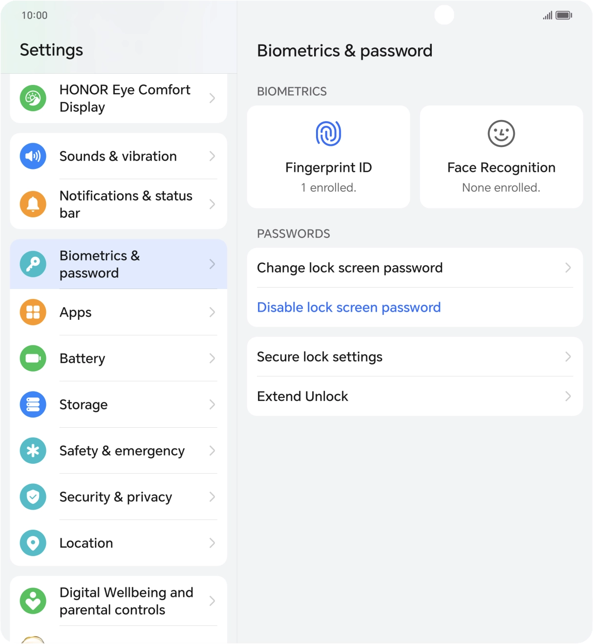 Press Disable lock screen password and key in the additional phone lock code you created earlier.