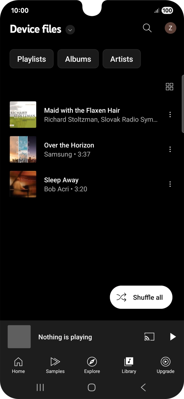 Press the required audio file.