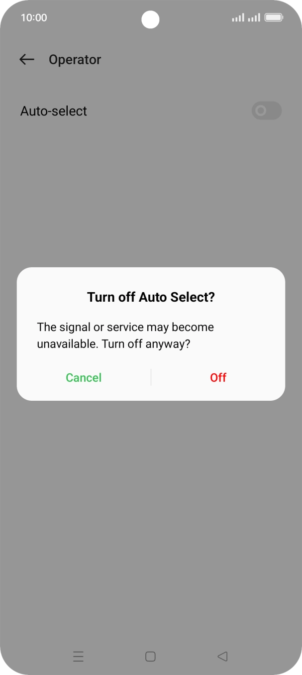 Press Off to turn off the function and wait while your phone searches for networks.
