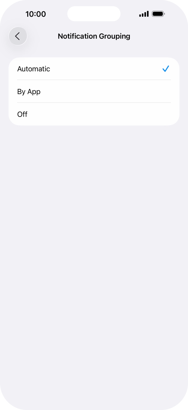 Press the required setting.