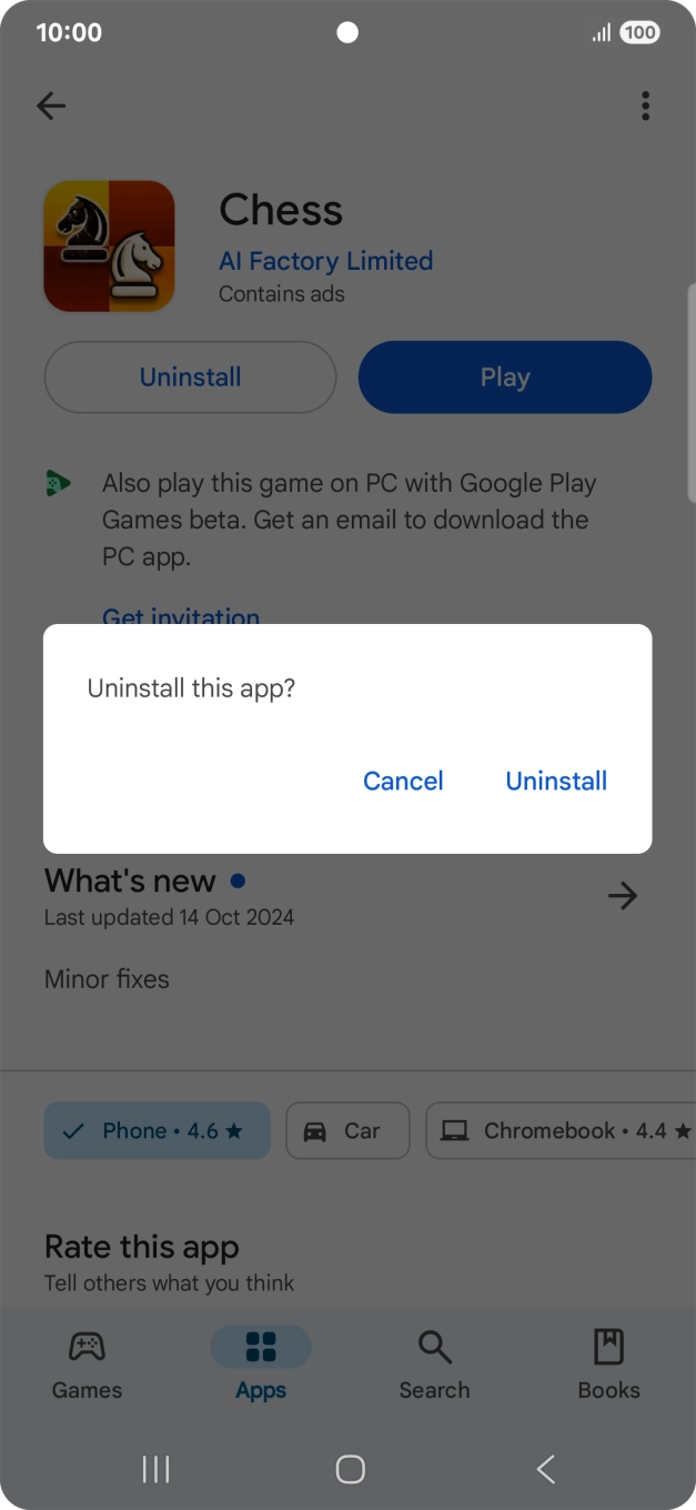 Press Uninstall.