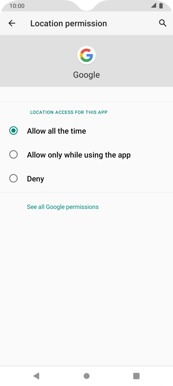 Press the required setting.