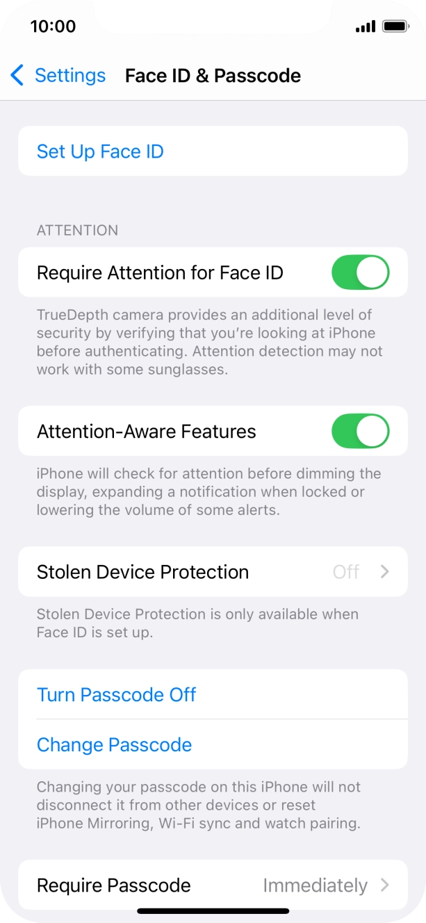Press Turn Passcode Off and key in the lock code.