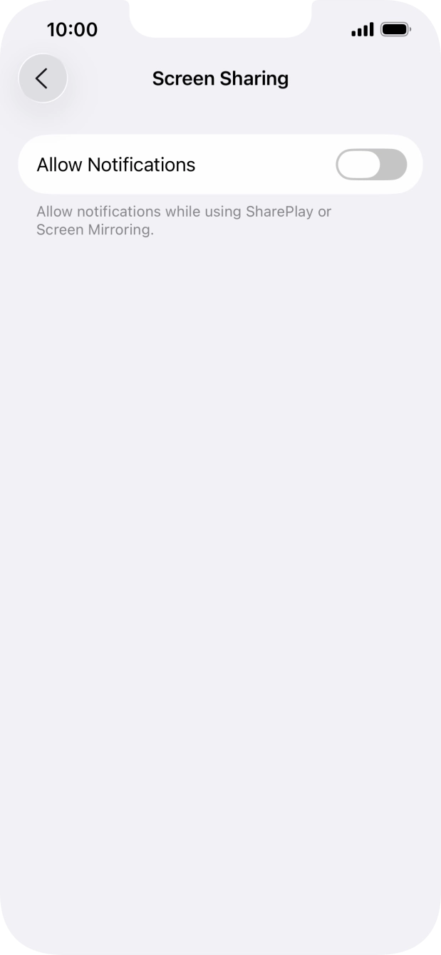 Press the indicator next to 'Allow Notifications' to turn the function on or off.