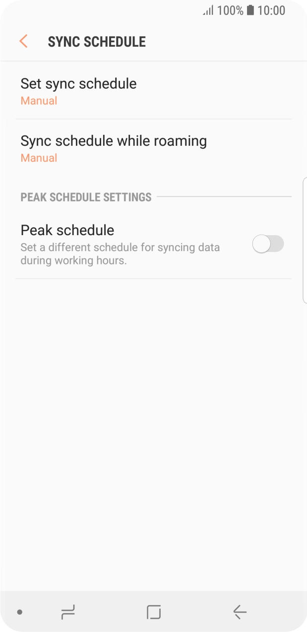 Press Set sync schedule. Press Set sync schedule.