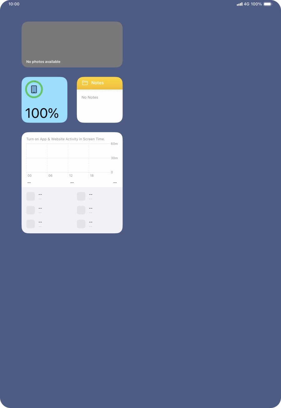 Slide your finger up or down on the screen to see more widgets. Slide your finger up or down on the screen to see more widgets.